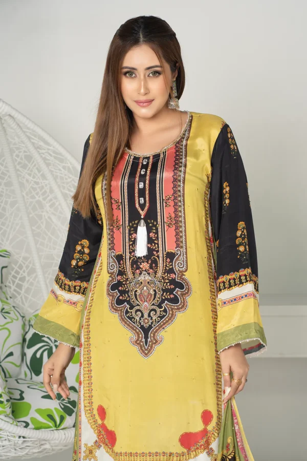 Gulzar Dream – Hand-Embroidered 3-Piece Russian Silk Dress for Festive Elegance | BenBerg - Image 9