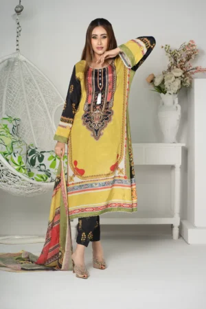 Gulzar Dream – Hand-Embroidered 3-Piece Russian Silk Dress for Festive Elegance | BenBerg