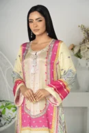 Zarina Glow – Elegant 3-Piece Russian Silk Ensemble with Intricate Embroidery | BenBerg