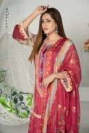Aabroo Charm – Russian Silk 3-Piece Set with Signature Hand Embroidery | BenBerg