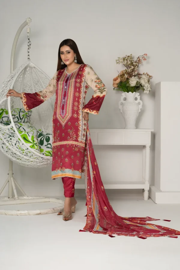 Aabroo Charm – Russian Silk 3-Piece Set with Signature Hand Embroidery | BenBerg - Image 3