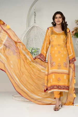 Rozana Elegance – 3-Piece Embroidered Russian Silk Dress for Daily Glamour | BenBerg