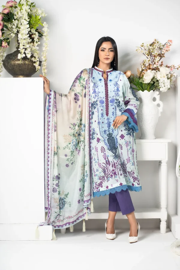 Mirha Luxe – 3-Piece Lawn Dress with Digital Print, Embroidery & Cotton Lace | BenBerg - Image 7