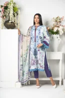 Mirha Luxe – 3-Piece Lawn Dress with Digital Print, Embroidery & Cotton Lace | BenBerg