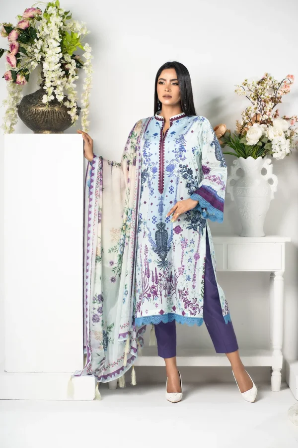 Mirha Luxe – 3-Piece Lawn Dress with Digital Print, Embroidery & Cotton Lace | BenBerg - Image 4
