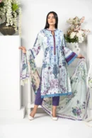 Mirha Luxe – 3-Piece Lawn Dress with Digital Print, Embroidery & Cotton Lace | BenBerg