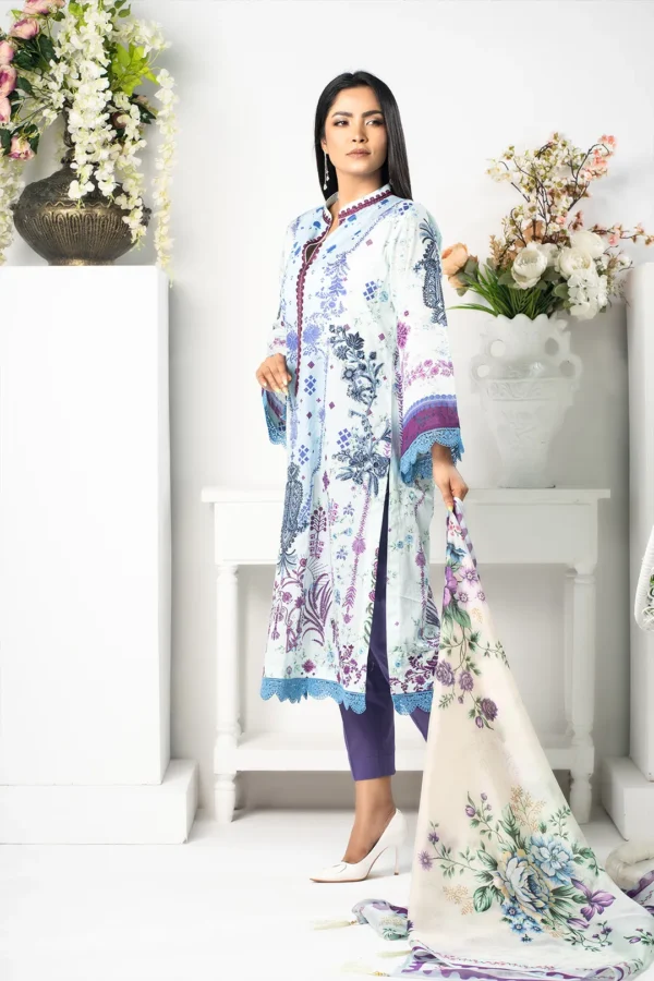 Mirha Luxe – 3-Piece Lawn Dress with Digital Print, Embroidery & Cotton Lace | BenBerg - Image 3