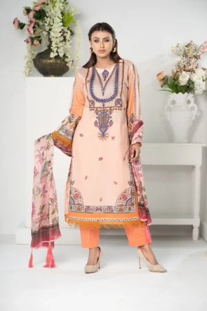 Chaman Glory – 3-Piece Lawn Ensemble with Digital Print and Delicate Embroidery | BenBerg