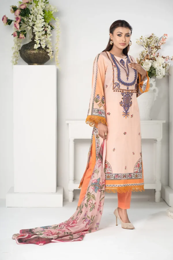 Chaman Glory – 3-Piece Lawn Ensemble with Digital Print and Delicate Embroidery | BenBerg - Image 3