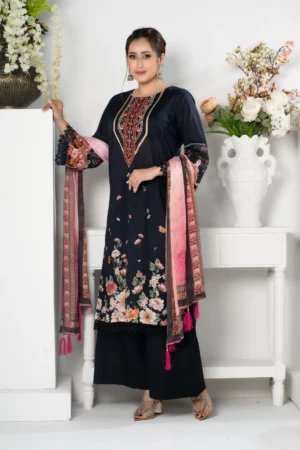 Zubeda Grace – 3-Piece Lawn & Organza Dress with Embroidery and Cotton Lace | BenBerg