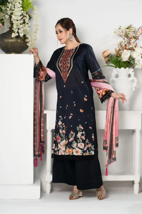Zubeda Grace – 3-Piece Lawn & Organza Dress with Embroidery and Cotton Lace | BenBerg - Image 2