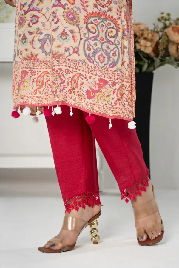 Yasmin Essence – 2-Piece Raw Silk Outfit with Digital Print and Embroidered Pants | BenBerg - Image 6