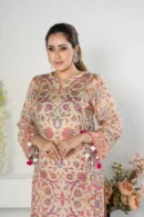 Yasmin Essence – 2-Piece Raw Silk Outfit with Digital Print and Embroidered Pants | BenBerg