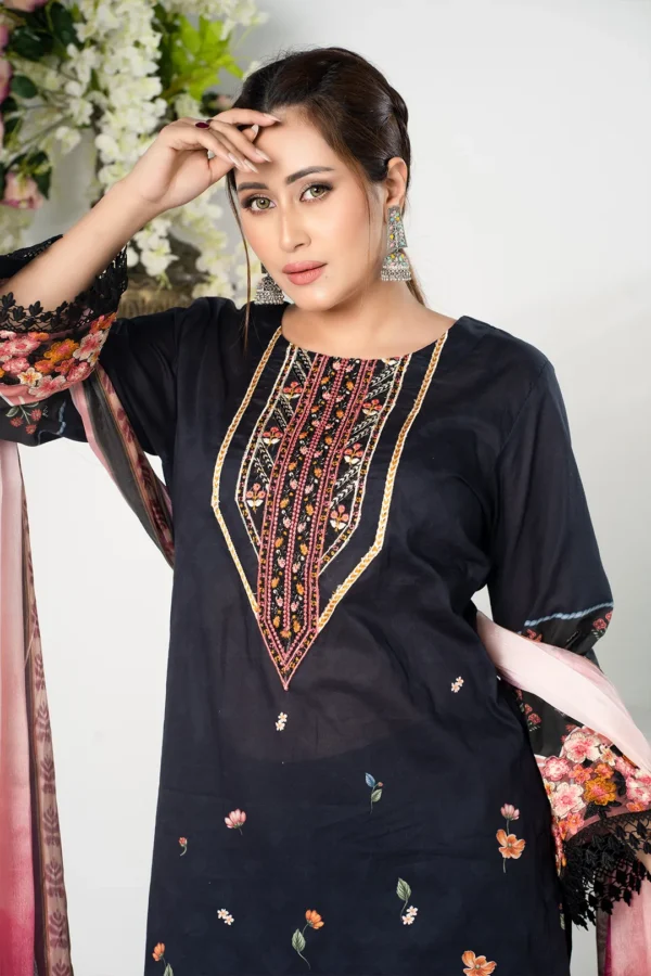 Zubeda Grace – 3-Piece Lawn & Organza Dress with Embroidery and Cotton Lace | BenBerg - Image 8