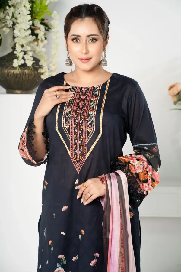 Zubeda Grace – 3-Piece Lawn & Organza Dress with Embroidery and Cotton Lace | BenBerg - Image 9