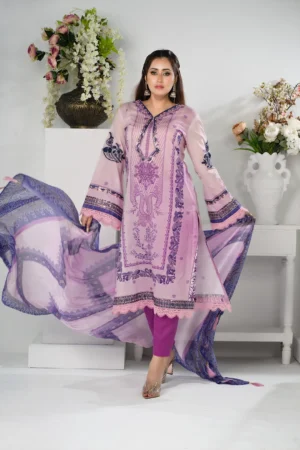 Zenaira Veil – 3-Piece Printed Lawn Set with Elegant Lace Embroidery | BenBerg