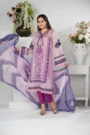 Zenaira Veil – 3-Piece Printed Lawn Set with Elegant Lace Embroidery | BenBerg