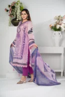 Zenaira Veil – 3-Piece Printed Lawn Set with Elegant Lace Embroidery | BenBerg