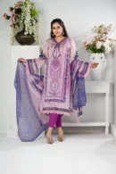 Zenaira Veil – 3-Piece Printed Lawn Set with Elegant Lace Embroidery | BenBerg