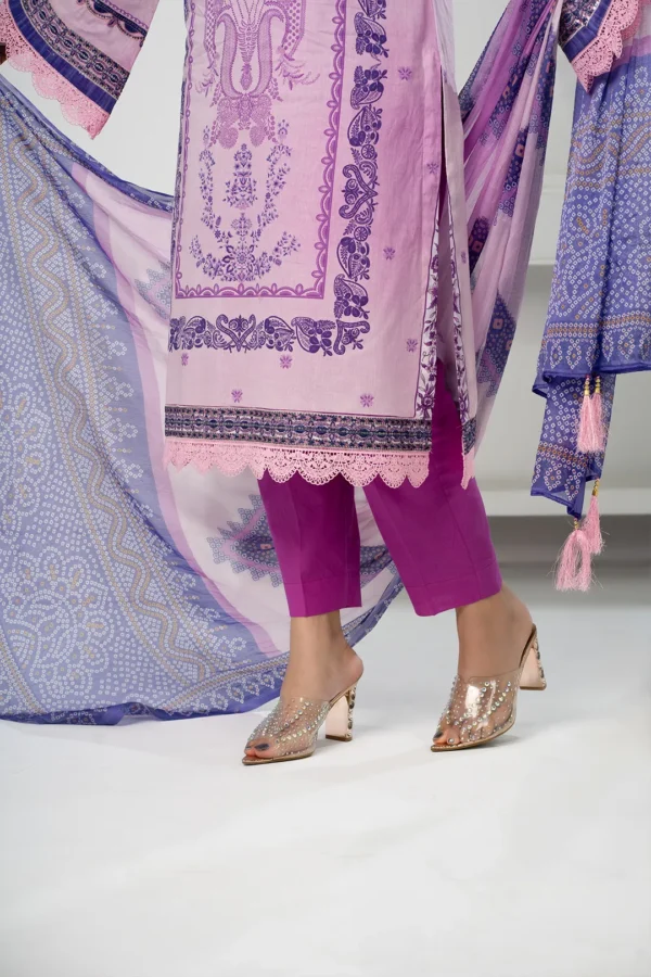 Zenaira Veil – 3-Piece Printed Lawn Set with Elegant Lace Embroidery | BenBerg - Image 7