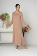 Qamar Shimmer – 2-Piece Cotton Long Dress with All-Over Karchupi Embroidery | BenBerg