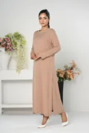 Qamar Shimmer – 2-Piece Cotton Long Dress with All-Over Karchupi Embroidery | BenBerg