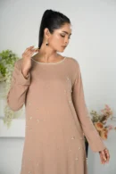 Qamar Shimmer – 2-Piece Cotton Long Dress with All-Over Karchupi Embroidery | BenBerg