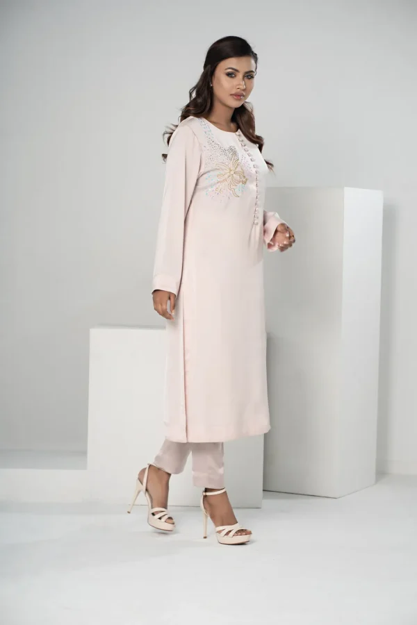 Rabia Moon – 2-Piece Tropical Silk Set with Elegant Karchupi Embroidery | BenBerg - Image 3