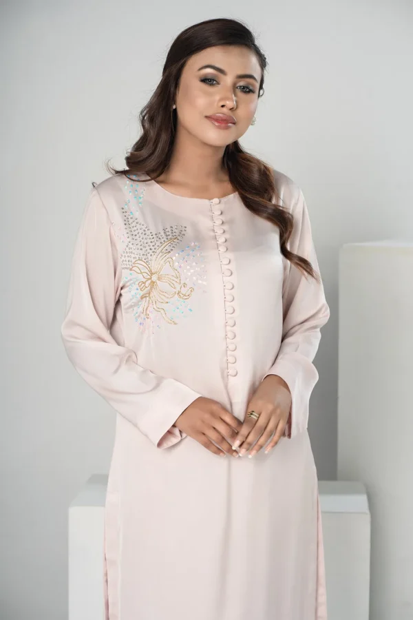 Rabia Moon – 2-Piece Tropical Silk Set with Elegant Karchupi Embroidery | BenBerg - Image 6