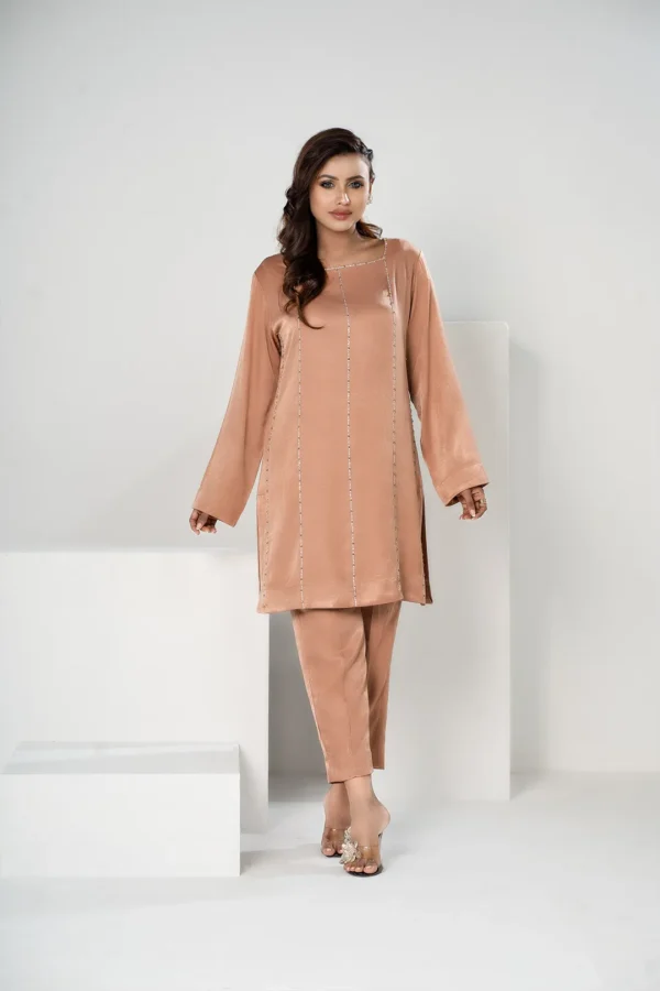 Parveen Glow – Velvet 2-Piece Dress with Karchupi Embroidery & Festive Detailing | BenBerg - Image 4