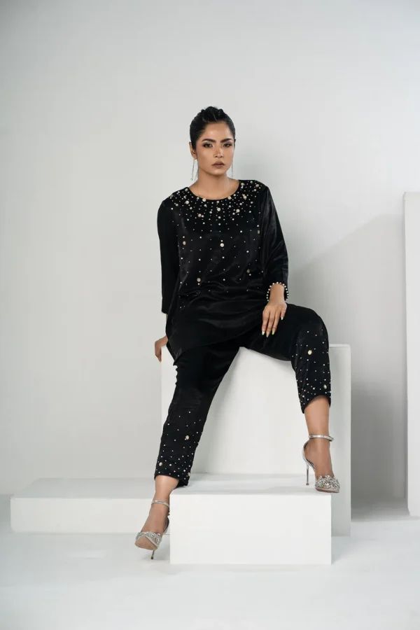 Mahnoor Charm – Velvet 2-Piece Karchupi Embroidered Ensemble for Elegant Evenings | BenBerg - Image 2