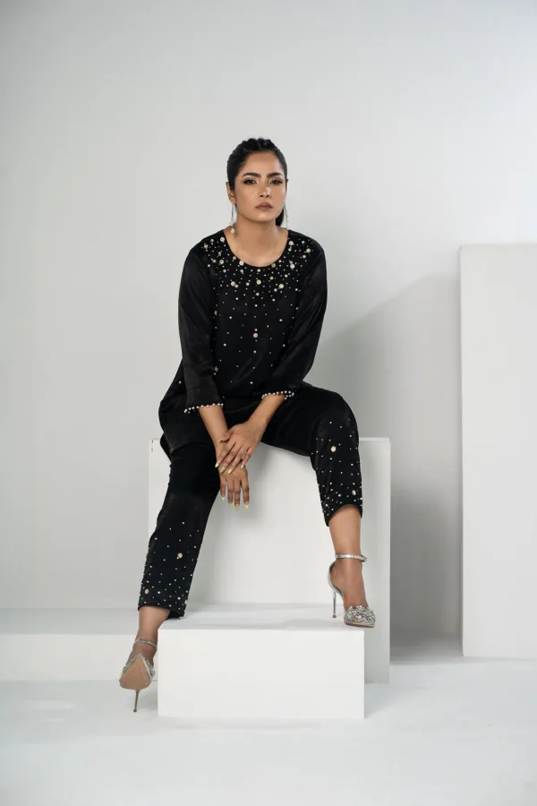 Mahnoor Charm – Velvet 2-Piece Karchupi Embroidered Ensemble for Elegant Evenings | BenBerg