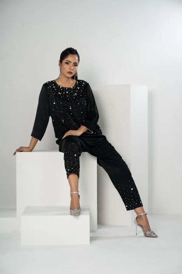 Mahnoor Charm – Velvet 2-Piece Karchupi Embroidered Ensemble for Elegant Evenings | BenBerg - Image 6
