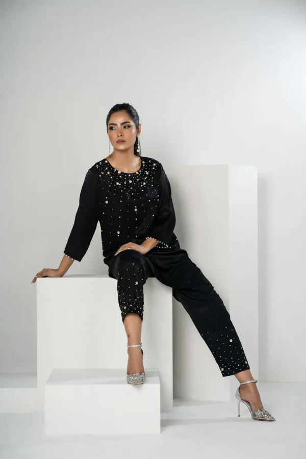 Mahnoor Charm – Velvet 2-Piece Karchupi Embroidered Ensemble for Elegant Evenings | BenBerg - Image 7